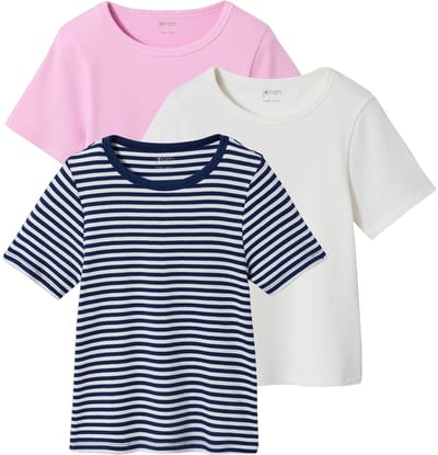 Jonen Set van 3 geribbelde t-shirt