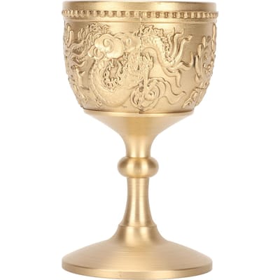 Gouden kelk in retro reliëfstijl, verdikt messing, luxe elegante glans, pooierbeker voor feestjes L beige