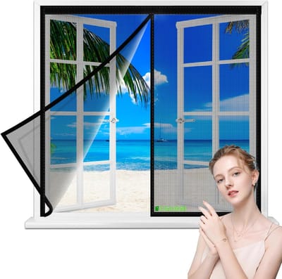 Horren voor Ramen 275x125cm - Horgaas met Automatische Sluiting & Montage Zonder Boren - Zwart