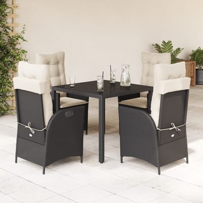 vidaXL - 5-delige - Tuinset - met - kussens - poly - rattan - zwart