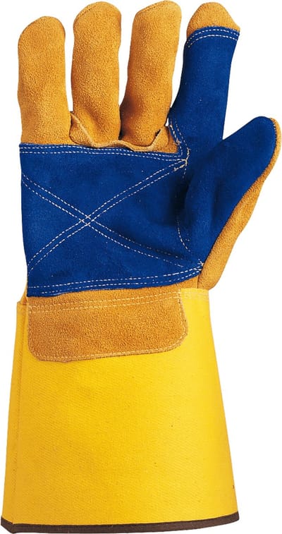 SIR SAFETY SOLOMON Werkhandschoenen Geel Tuinhandschoenen - Splitleer - Kevlar Naden Katoenen Rug - Polsbescherming 12 Stuks