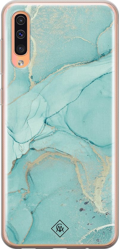 Casimoda® hoesje - Geschikt voor Samsung A50/A30s - Marmer mint groen - Backcover - Siliconen/TPU - Mint