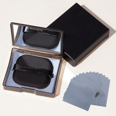 200 Blotting Papers voor Oliecontrole, Inclusief Spiegeltje en Zelfklevende Poeder Puff voor Perfecte Huidverzorging, Geschikt voor Mannen en Vrouwen