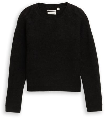 Tom Tailor - Cropped gebreide trui met glitterlook - Maat 152 - heavy black