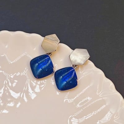 Boucles d'oreilles pendantes carrées étoiles de couleur bleue pour femmes Tempérament Géométrie Bijoux d'oreille Noël Saint-Valentin Petite amie Brincos other blue