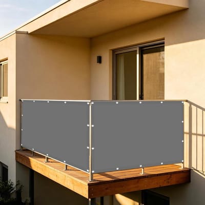 Waterdicht Balkonafdekking - Windscherm Ondoorzichtig - Privacy Creëren - Scheurvast Polyester - 60 x 300 cm - Lichtgrijs