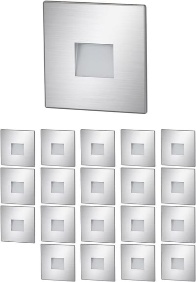 LED Traplamp - Wandlamp Hoekig - Oriëntatie Verlichting - Roestvrij Staal - 85 x 85mm - Zilver