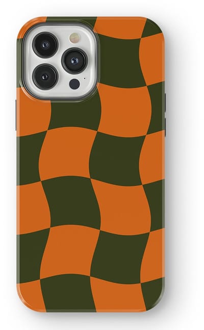 Checkered Warp Hoesje geschikt voor iPhone 13 Pro Max | Geschikt Voor Mag | Uniek Design Hoesje | Beschermhoes geschikt voor iPhone 13 Pro Max Pumpkin Pulse
