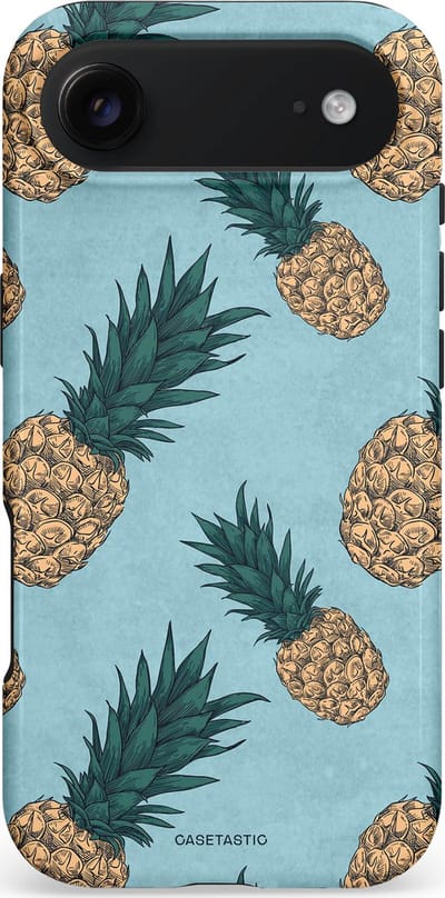 Casetastic hoesje geschikt voor Apple iPhone Air - MagSafe - Dubbellaagse bescherming - Tropische Ananas - Fashion Case - Lichtblauw Taupe Donkergrijs