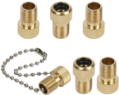 Dailygoods - Fietsventieladapter - Messing - 6 stuks - Ventieladapter voor fiets en auto - Goud - Geschikt voor alle ventielen