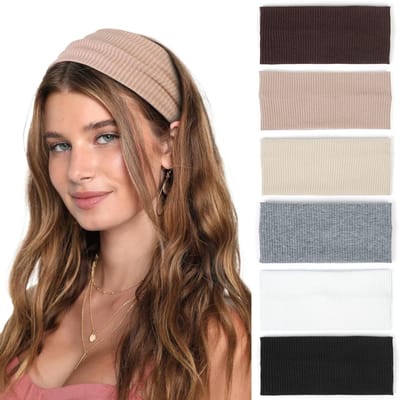 LISM-Dames elastische brede hoofdband bohemian zachte hoofdband sport yoga mode haaraccessoire 6-delige set