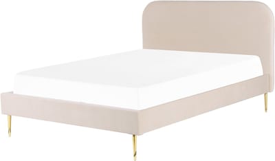 FLAYAT - Tweepersoonsbed - Lichtbeige - 160 x 200 cm - Fluweel
