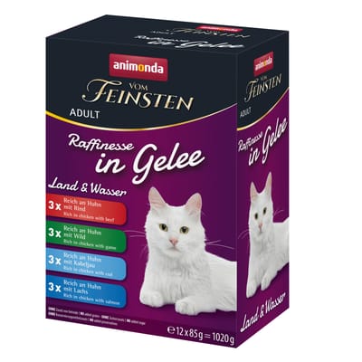 animonda von Feinsten Adult Raffinesse in gelei 24 x 85 g - Mixpakket Varianten van het Land en uit het Water (4 Soorten)