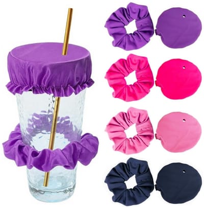 Dailygoods- Drankafdekkingen 4 Stuks - Antisnack/Drankafdekkingen - Herbruikbare Bescherming - Rietjesgat - Veiligheid voor Glazen - Geschikt voor Bars - Bekerdeksels