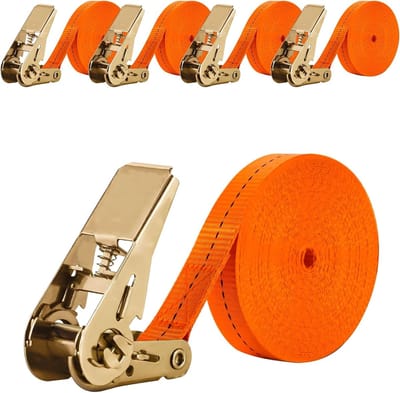 Set van 4 Verstelbare Spanbanden 2.5 cm x 8 m met Ratchet voor Lading, Motorfiets en Fietsen - Maximaal 1000 kg Draagvermogen, Ideaal voor Bagage en Dakkoffers