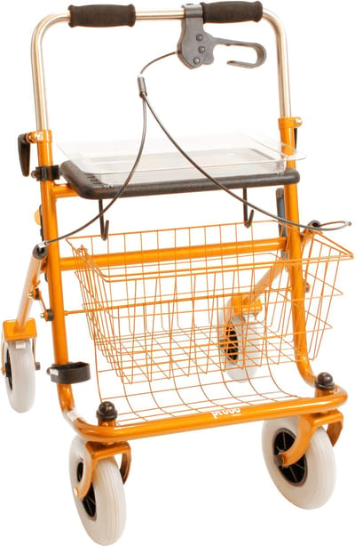 Rollator 43 cm zitbreedte - Premis Provo - Tot 120 kg - In hoogte verstelbaar - Duwbeugel - Eenzijdig geremd links - Passieve rem - Metallic Oranje