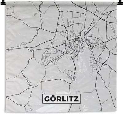 Wandkleed - Wanddoek - Stadskaart - Plattegrond - Görlitz - Duitsland - Kaart - 180x180 cm - Wandtapijt