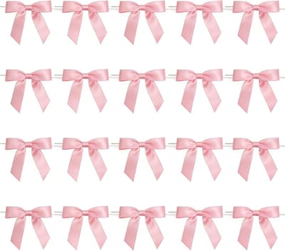 SnelShoppen - 20 Stuks Roze Satijnen Strikjes met Draad, Decoratieve Cadeau Bogen voor Verpakking, Creatieve Projecten, Bruiloften, Verjaardagen en Fe