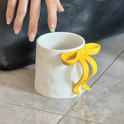 Mok met strikhandvat Creatieve keramische waterbeker Koppel Ontbijt Melkbeker Kantoor Afternoon Tea Latte Koffiekop Drinkgerei 401-500ml