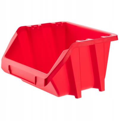 KADAX Workshop stapelkist, kleine sorteerdoos van PP-kunststof, opbergbox in verschillende maten en kleuren, opbergdozen voor gereedschapswand (rood, set van 10 - 118 x 98 mm)