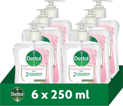 Dettol Handzeep - Antibacterieel - Gevoelige Huid - Hypoallergeen - 250ml x6 - Voordeelverpakking