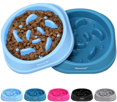 Hondenbak voor Middelgrote en Grote Honden, Antischrokbak met Antislip, 2 Stuks, Lichtblauw en Donkerblauw