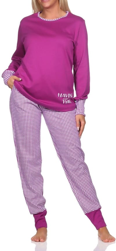Normann dames pyjama met manchetten in casual look in aaibare interlock kwaliteit