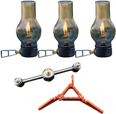 Gaslantaarn - Kampeerlamp Sfeerlicht - Buiten Verlichting - Verstelbare Vlam - 12 x 5.5 cm - Koper Glas Aluminium