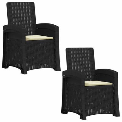 vidaXL - Ligstoel - Rieten - Look - 2 - st - Antraciet- - en - crèmekleurig - PP