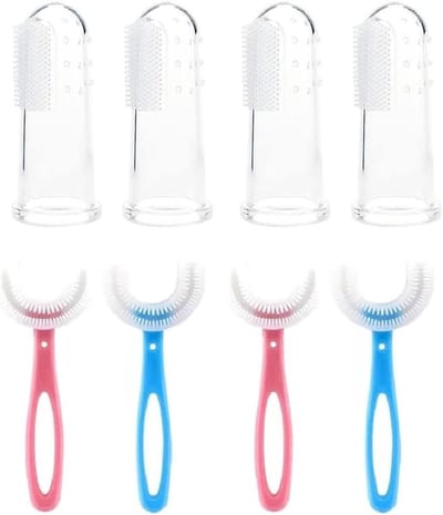 Kinder Tandenborstels - U-vormige Borstels - Mondhygiëne Verbeteren - 360 Graden Reiniging - 8 Stuks - Blauw en Roze
