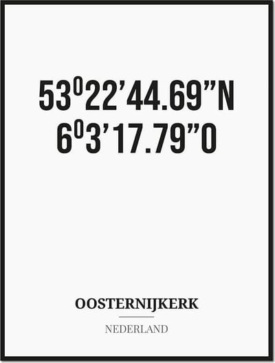 Poster/kaart OOSTERNIJKERK met coördinaten