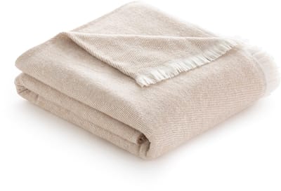 Extra zachte katoenen deken met strependesign, multifunctionele sprei voor bank, bed, decoratieve overtrek en halsdoek (zandbeige, 180 x 240 cm).