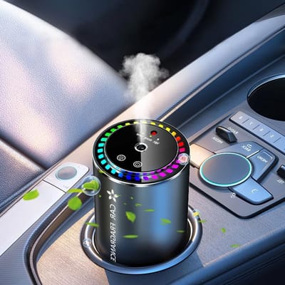 Luxe Luchtverfrisser voor Auto met LED Lamp, Verstelbare Geurconcentratie en Stille Sfeerverlichting, Ideaal voor Interieur en Autogeur