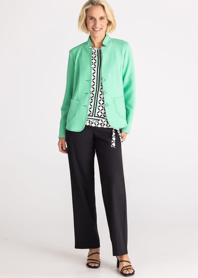 Jersey blazer met een opstaand kraagje - groen - Gr. 40 van Goldner Fashion
