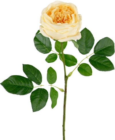 Easyplants | Kunsttuinroos Anniken Real Touch geel 72cm | Zijde | Nepbloemen | geel | Onderhoudsvrij | Kant-en-klaar