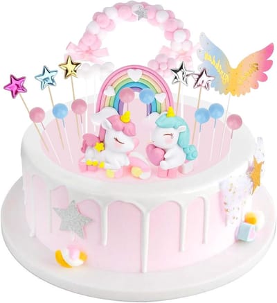 Unicorn Taart Toppers - Verjaardag Decoratie Set - Feestelijke Taarten Versieren - Rijke Inhoud met Regenboog - 20 Stuks
