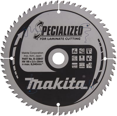 Makita B-33847 Afkortzaagblad Gemelamineerd | Specialized | 190 x 20 mm | 60-tands