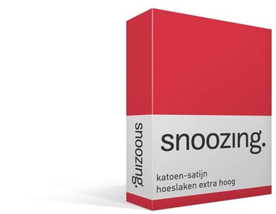 Snoozing - Katoen-satijn - Hoeslaken - Extra Hoog - Eenpersoons - 70x200 cm - Rood