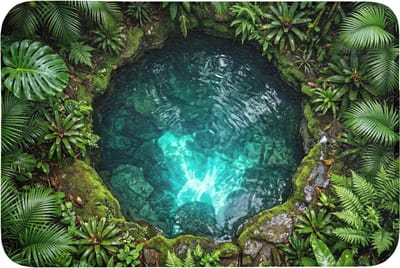 Badmat 90x60 cm - Antislip - Natuur - Jungle - Water - Groen - Badmatten voor badkamer - Badkamermat - Douchemat - Badkamer mat