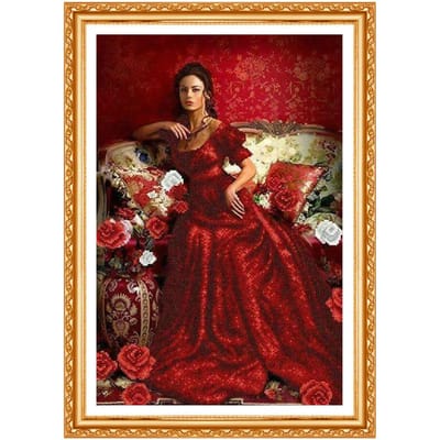 Volledige diamant 5D DIY diamant schilderij  Rode vrouw  diamant borduurwerk cadeau schilderij woondecoratie 20X30CM beige