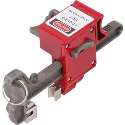 Dispositif de verrouillage de vanne à bille avec étiquettes et colliers de serrage Cadenas de sécurité manuel pour poignée de robinet pour DN8?DN100 red