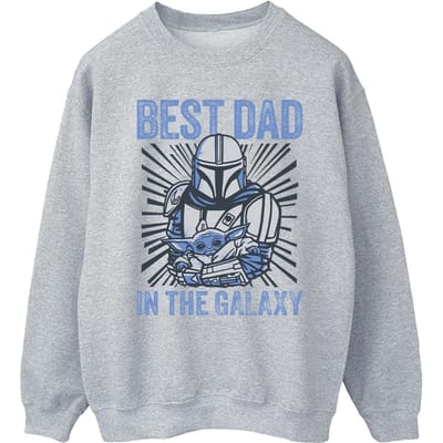 Star Wars Mandalorian Best Dad Galaxy Sweatshirt Heren (Sportgrijs)