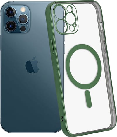 ShieldCase telefoonhoesje geschikt voor Apple iPhone 12 / 12 Pro hoesje transparant Magneet metal coating - donkergroen