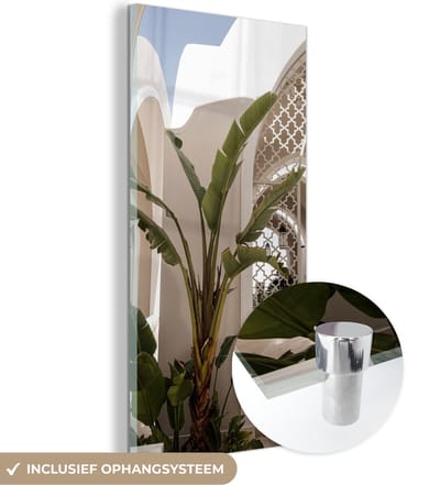MuchoWow® Glasschilderij 60x120 cm - Schilderij acrylglas - Planten - Zomer - Architectuur - Foto op glas - Schilderijen