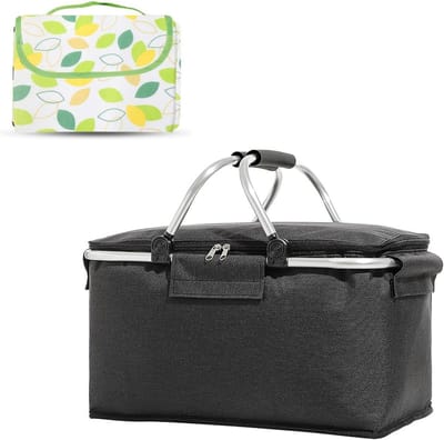 Vouwbare thermische boodschappentas van Oxford-stof met handvat, perfect voor winkelen, picknicken en reizen, duurzaam en stabiel