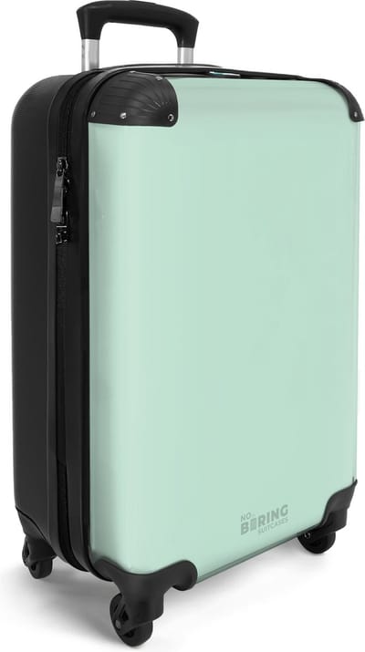 NoBoringSuitcases.com® - Handbagage koffer lichtgewicht - Vakantie reiskoffer trolley - Rolkoffer op wieltjes pastel groen - Valies carryon koffertje - Reizen - Past binnen 55x40x20 en 55x35x25