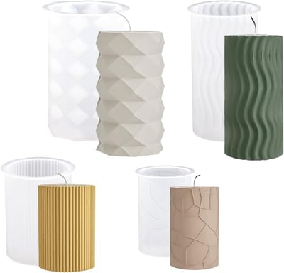 4x Cilindervorm Siliconen Kaarsvormen Set - DIY Kaarsen Gieten voor Kerst & Decoratie