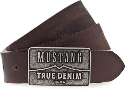 MUSTANG Leren Riem Men Leather Belt W105 D. Brown Bruine
