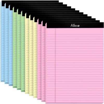 Gekleurde legale pads 8,5 x 11 - Geperforeerd en breed gelijnd - 12-pack premium papier voor thuis, kantoor en school