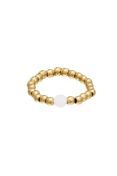 Teenring kralen Wit goud Hematiet 14